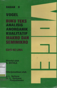 Buku Teks Analisis Anorganik Kualitatif Makro dan Semimikro